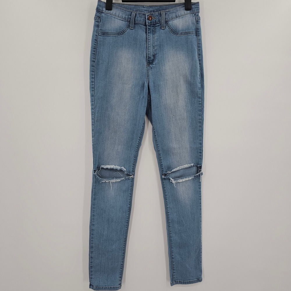 Encore Jeans BRANDI Juniors 13 Blue Slit Knee High Rise Skinny Jeans